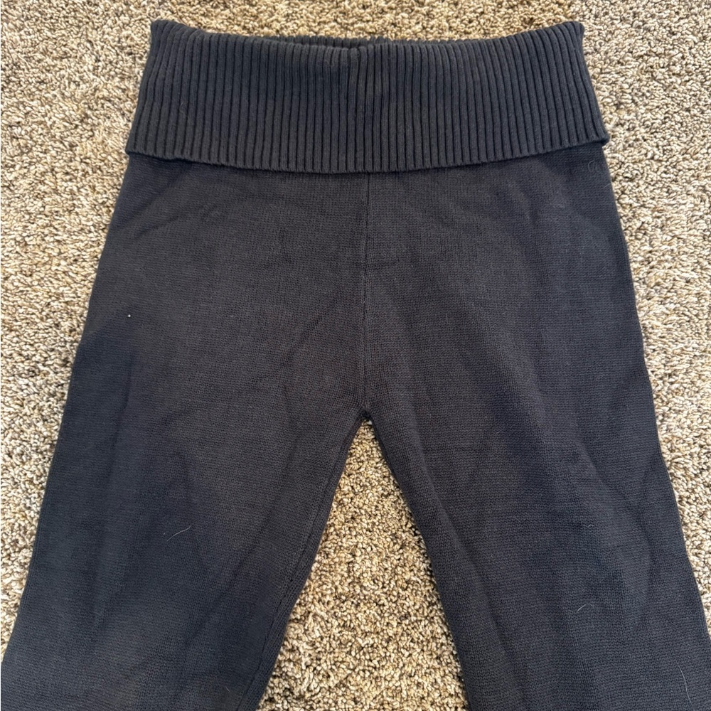 Edikted Dark Blue Knitted Low Rise Foldover Pants